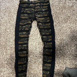 Nike Camouflage Leggings with Black Stripes